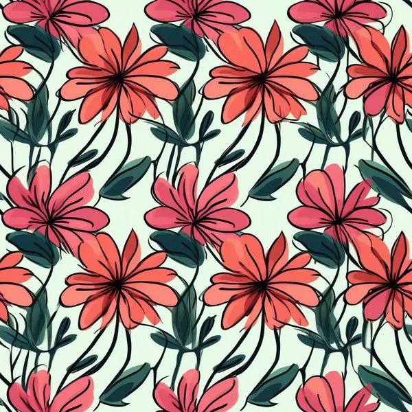Patrón Sin Costura Con Flor Roja — Archivo Imágenes Vectoriales