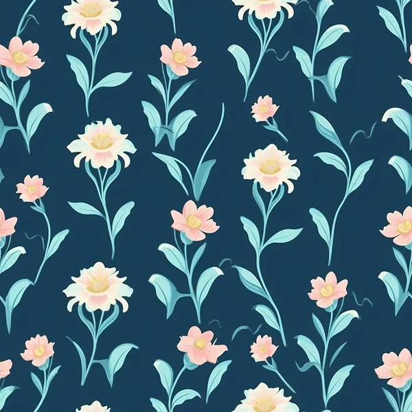 Watercolor Seamless Pattern Floral Elements Beautiful Botanical Print Seamless Pattern — Stock Vector