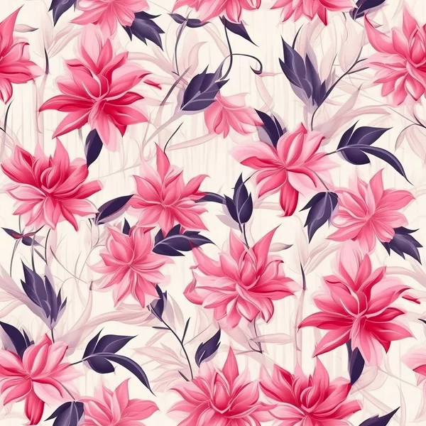 Acuarela Patrón Sin Costura Con Flores Color Rosa Pintado Mano — Archivo Imágenes Vectoriales