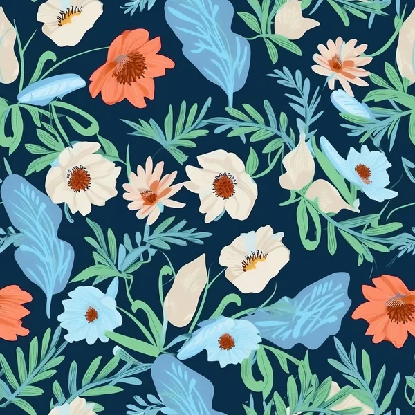 Aquarelle Motif Sans Couture Avec Des Fleurs Motif Floral Vintage — Image vectorielle