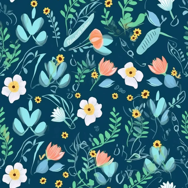 Floral Background Vector Seamless Pattern — Stock Vector