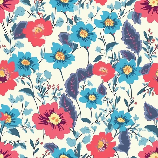 Patrón Sin Costuras Acuarela Con Flores Patrón Floral Vintage Patrón — Archivo Imágenes Vectoriales
