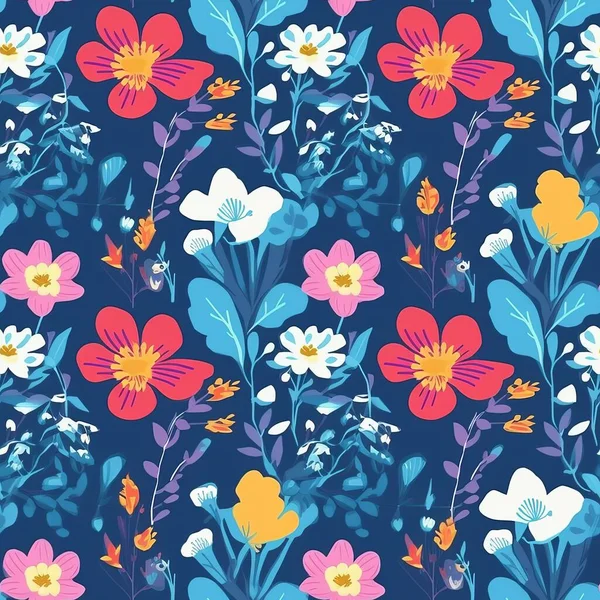 Seamless Pattern Floral Elements — Stock Vector