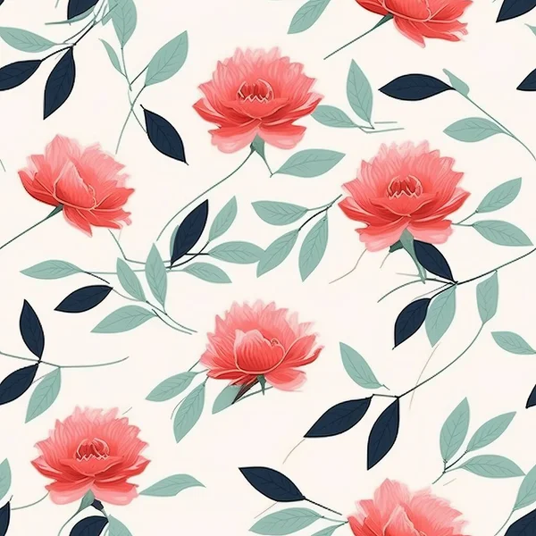 Aquarelle Motif Floral Sans Couture Avec Des Fleurs Des Feuilles — Image vectorielle