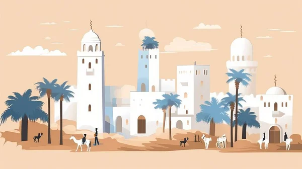 stock vector vector illustration of the city of dubai