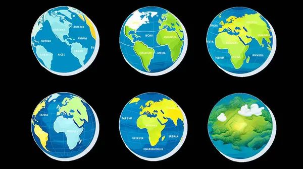 Ensemble Carte Globe Illustration Vectorielle — Image vectorielle
