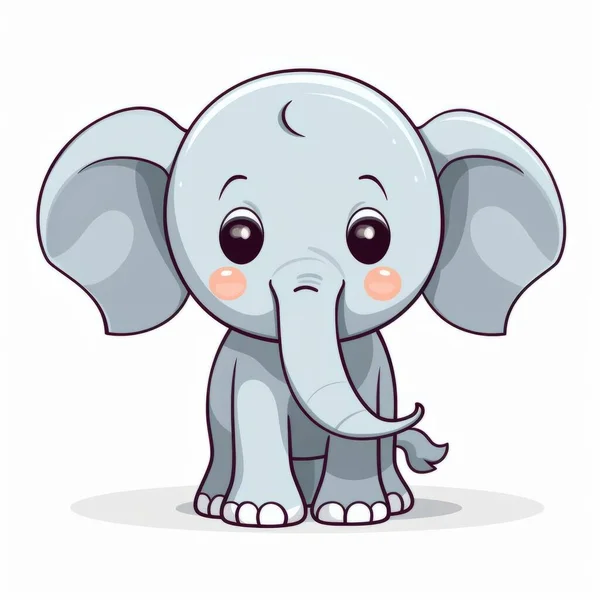 Vector Illustration Cute Cartoon Elephant Blank Sticker Hand Drawn — Stock Vector