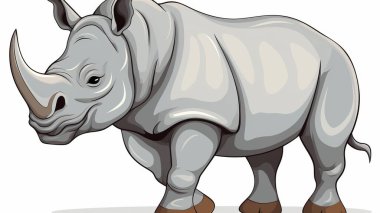 rhino cartoon character illustration on white background clipart