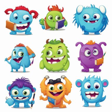 cute cartoon monsters collection clipart