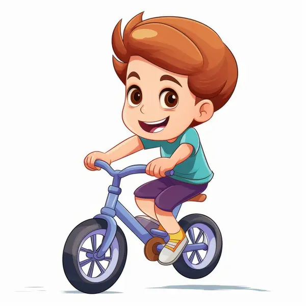 Junge Auf Einem Fahrrad Auf Weißem Hintergrund Illustration — Stockvektor