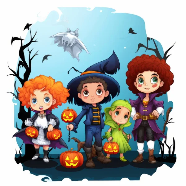 Kids Halloween Costumes Pumpkins — Stock Vector