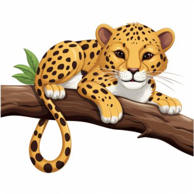 Büyük leopar resimli sevimli leopar çizgi film karakteri