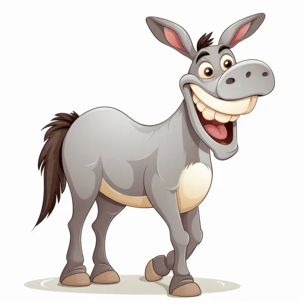 Cartoon Glückliche Und Lächelnde Eselsfigur — Stockvektor