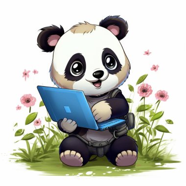 Tablet bilgisayarında şirin bir panda resmi