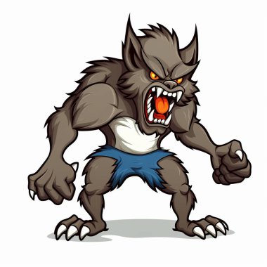 vector illustration of angry wolf cartoon character clipart