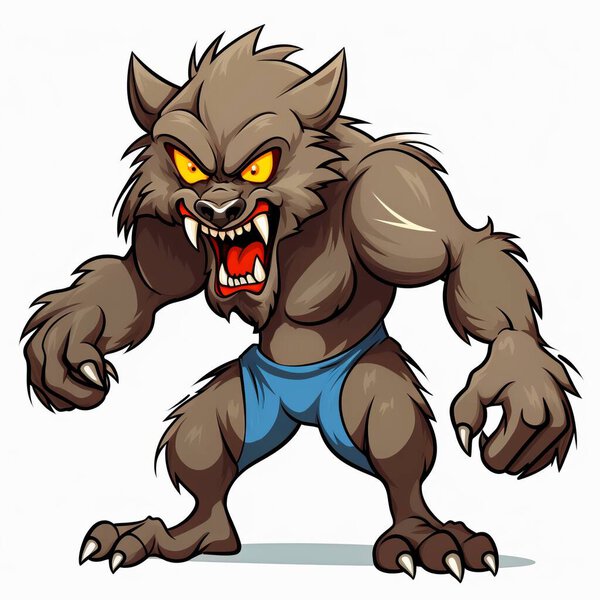 illustration of angry wolf cartoon running on white background