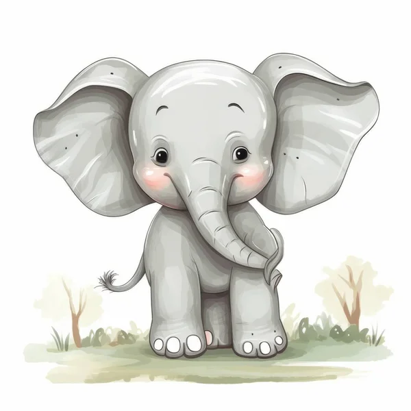 Elefante Lindo Estilo Dibujos Animados — Archivo Imágenes Vectoriales