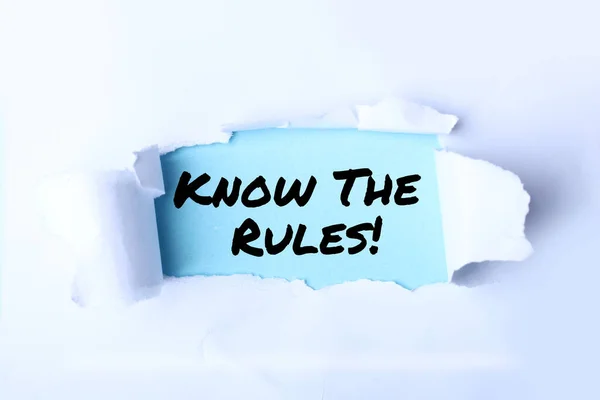 text sign showing know the rules, business photo text set of regulations or conduct conduct or conduct