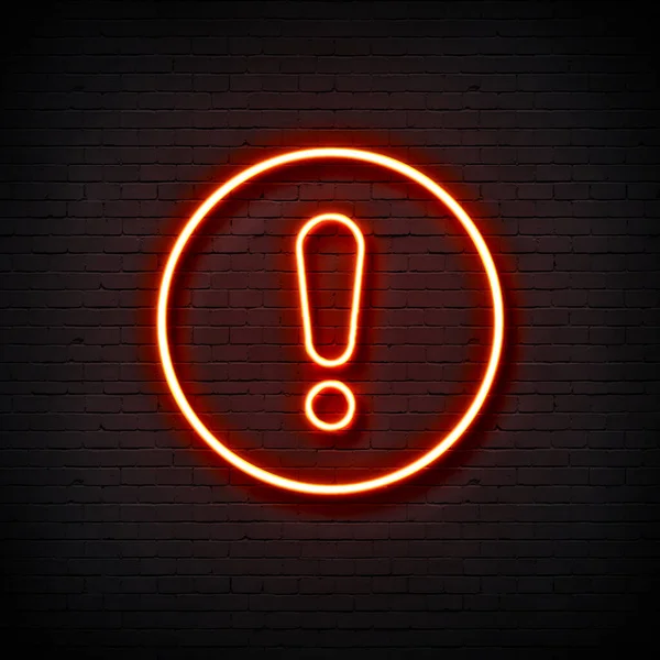 neon icon. light sign with exclamation. red icon.