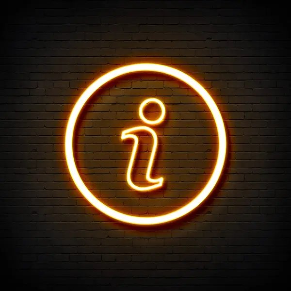 glowing neon line information symbol icon isolated on brick wall background. colorful outline concept. vector illustration
