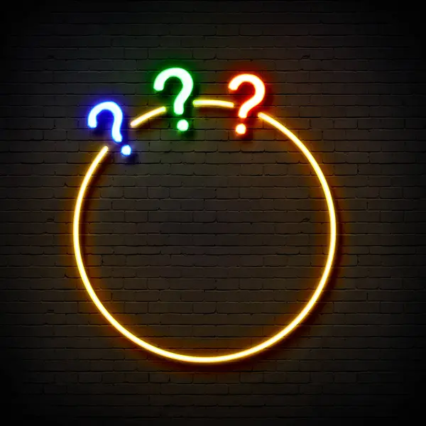 question sign with a neon lights on the wall