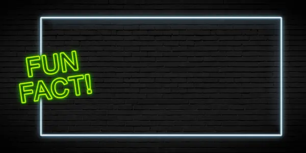 neon sign of Fun Fact frame logo for template decoration and layout covering on the wall background 3D illustration rendering