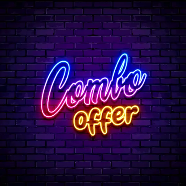 neon light offer with neon sign, sale offer. vector banner design.