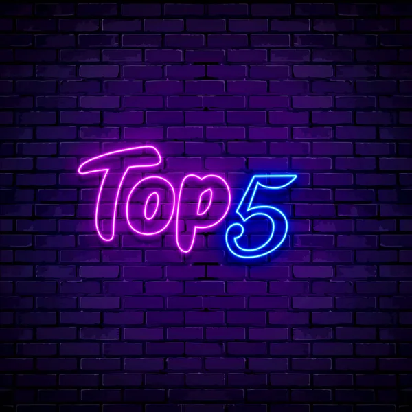 neon light sign with five top top. vector illustration.