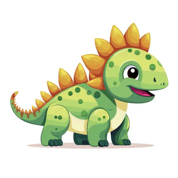 Dinosaurio Dibujos Animados Con Fondo Verde — Vector de stock