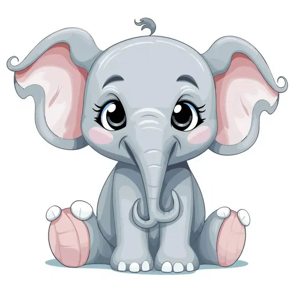 Χαριτωμένος Ελέφαντας Φιόγκο Λευκό Φόντο — Διανυσματικό Αρχείο