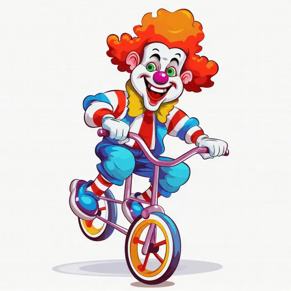 Clown Auf Dem Fahrrad Illustration — Stockvektor