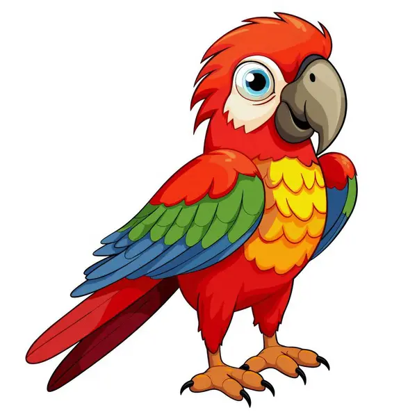 Tecknad Papegoja Med Orange Fjädrar — Stock vektor