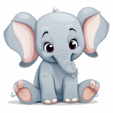 vector illustration of cute cartoon elephant waving clipart