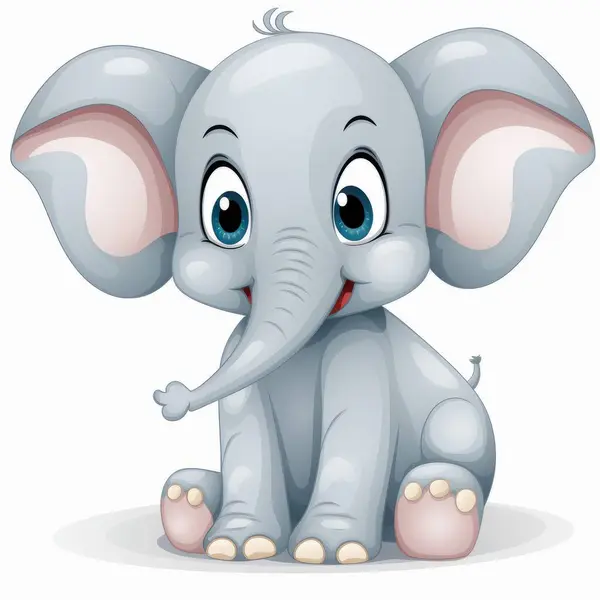 Lindo Elefante Personaje Dibujos Animados — Vector de stock