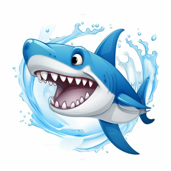Ilustración Vectorial Caricatura Tiburón — Vector de stock