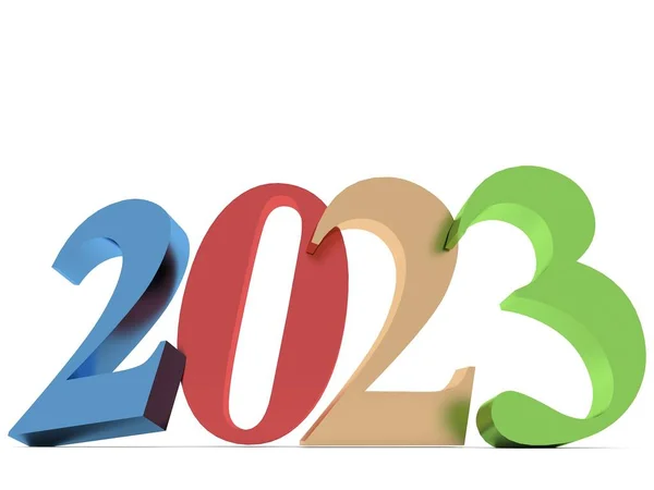 Año Nuevo 2023 Representación Sobre Fondo Blanco — Foto de Stock