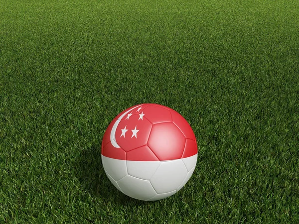 Voetbal Singapore Vlag Groen Gras Destructie — Stockfoto