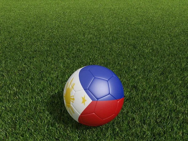 Voetbal Filippijnen Vlag Groen Gras Destructie — Stockfoto