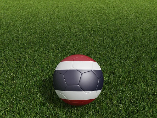 在泰国 足球挂在绿草上 3D渲染 — 图库照片