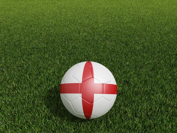 英格兰足球的旗帜挂在绿草上 3D渲染 — 图库照片
