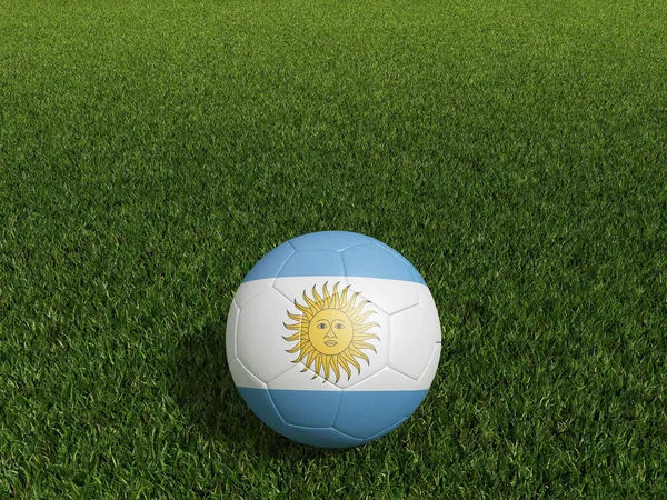 Ποδόσφαιρο Στην Αργεντινή Σημαία Στο Πράσινο Γρασίδι Απόδοση — Φωτογραφία Αρχείου