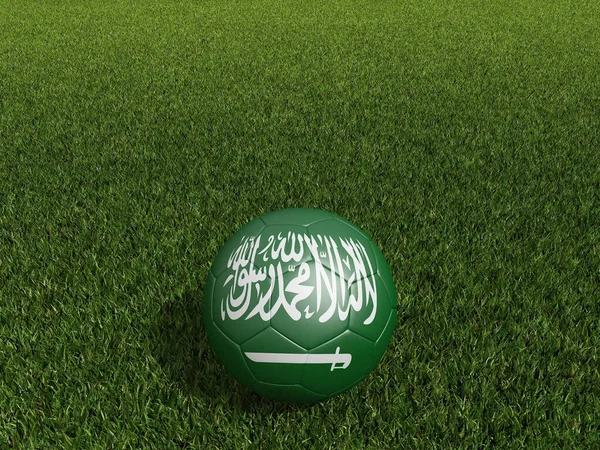 Football Saudi Arabia Flag Green Grass Rendering — Stock Photo, Image