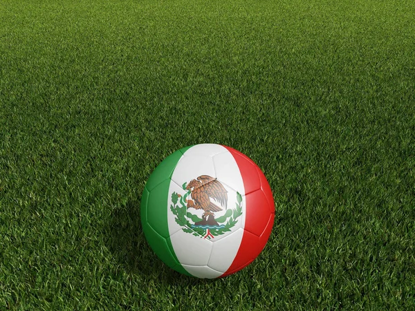 Bandera Fútbol México Sobre Hierba Verde Renderizado — Foto de Stock