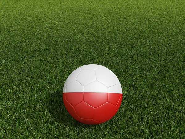 Voetbal Polen Vlag Groen Gras Destructie — Stockfoto
