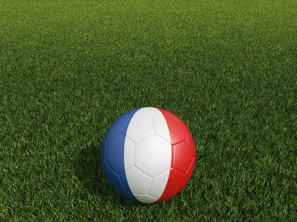 Futebol França Bandeira Grama Verde Renderização — Fotografia de Stock