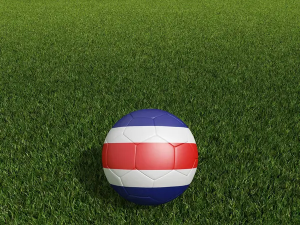 Fußball Costa Rica Flagge Auf Grünem Rasen Darstellung — Stockfoto