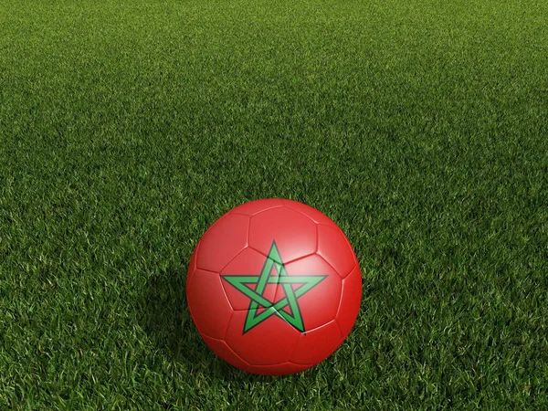 Футбольний Прапор Марокко Зеленій Траві Візуалізація — стокове фото