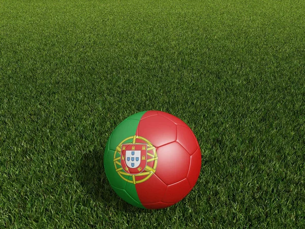 Ποδόσφαιρο Στην Πορτογαλία Σημαία Στο Πράσινο Γρασίδι Απόδοση — Φωτογραφία Αρχείου