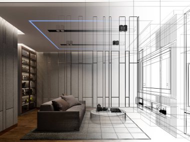 ev sinemasının eskiz tasarımı, 3D görüntüleme