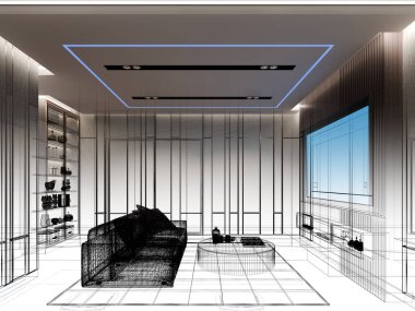 ev sinemasının eskiz tasarımı, 3D görüntüleme